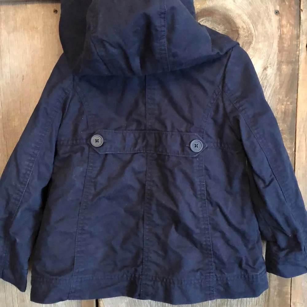 GapKids Cotton Hooded Pea Coat in Navy Blue Size XS 4-5 Girls
